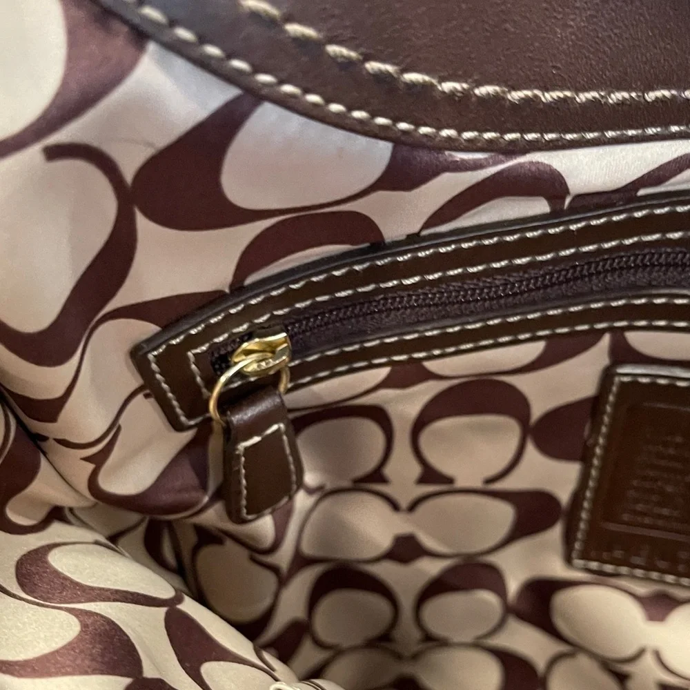 Coach Brown Braided Leather Shoulder Tote with Horsebit Accent - Picture 11 of 13
